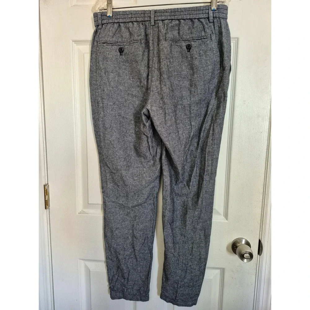 Banana Republic Athletic Fit Linen Cotton Pants Navy Blue Mens 32x32 S/583343-02